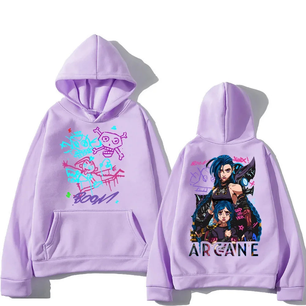 Arcane Jinx Hoodies Man Women Harajuku Clothing Hot Anime Arcane Pullovers Unisex