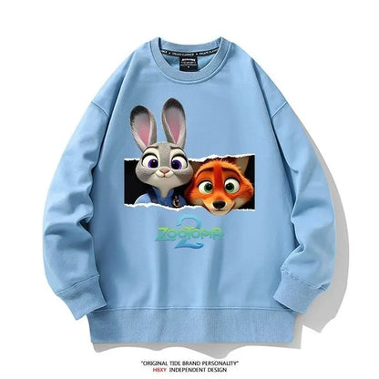 Spring Kid Boy Clothes Children Girls Disney Zootopia 2 Judy Hopps Nick Wilde Print Sweatshirt Top Baby Cartoon Pullover
