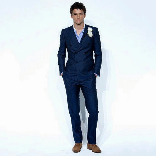 Tuxedo for Mens: Men's Double Breasted Buttons Peak Lapel  Suit 2 Pieces Jacket