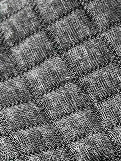 Men's New Autumn-Winter Solid-Color Checkered Patchwork Armless True Pocket Fashionable High-Quality Daily POLO Shirt Top