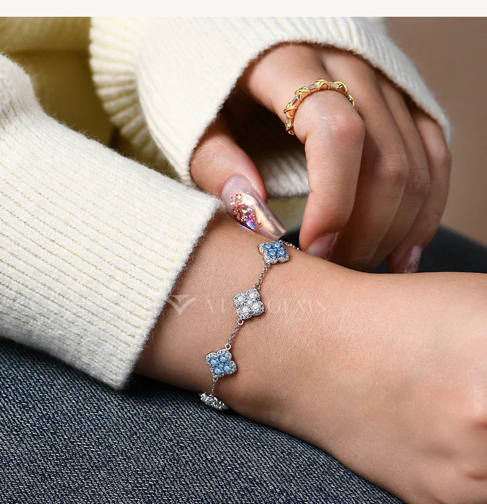 ATTAGEMS Full Moissanite Luxury Bracelet D VVS1 For Women Real S925 Sterling Silver Gold Plated Lucky Engagement Wedding Jewelry