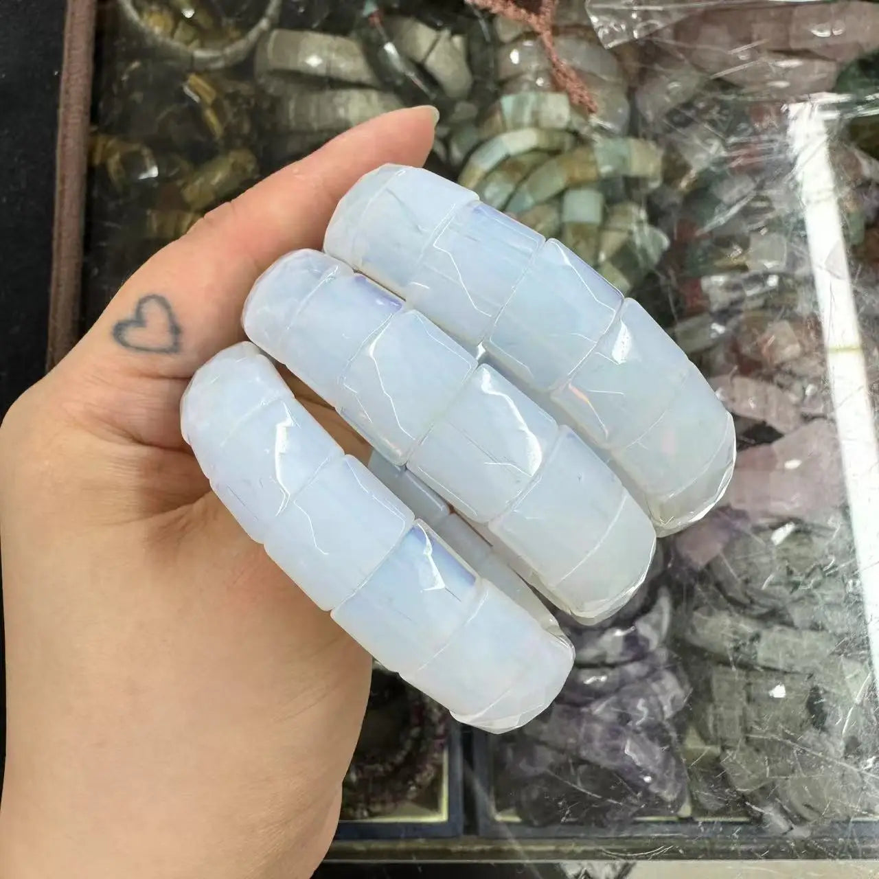 Natural 12x15mm Faceted Stone Unique Crystal Citrine Agate Amethyst Pyrite Fashion Elastic Handcrafted Bracelets Energy Bangles