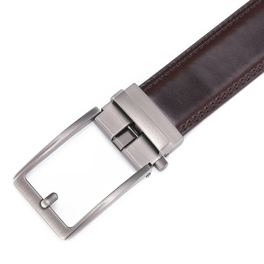 Click Belts for Men Luxury Brand Designer Fashion Automatic Buckle Genuine Leather Men's Belt Male Jeans Waist Strap Blue 3.5 cm