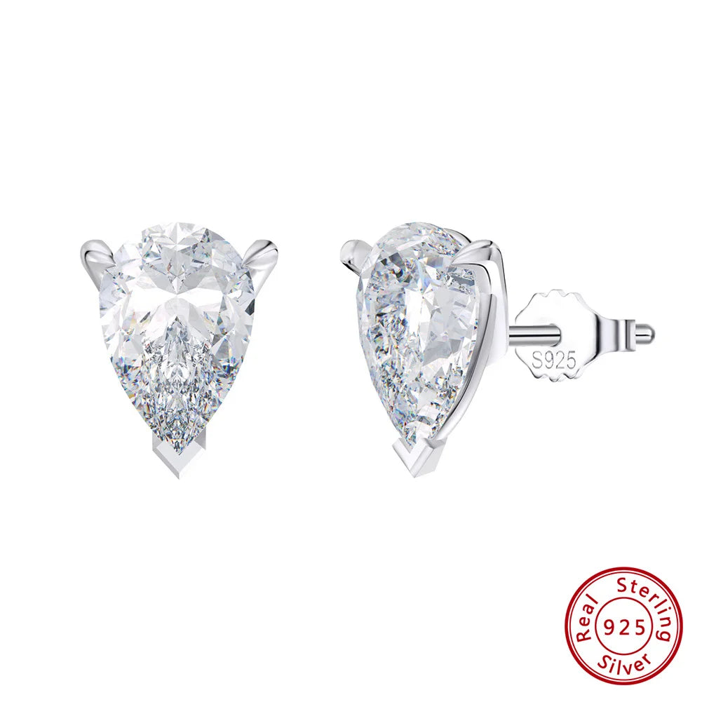 ORSA JEWELS 925 Sterling Silver Stud Earrings with Water Drop Cut Zirconia Stone, Elegant and Timeless Jewelry for Women LZE02