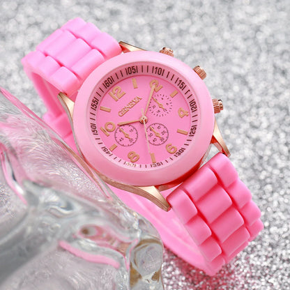 2/3PCS Women Watches Fashion Arabic Dial Silicone Band Quartz Watch Set（Without Box）