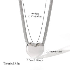 316L Stainless Steel Heart Love Pendant Necklace For Women Fashion 18K Gold