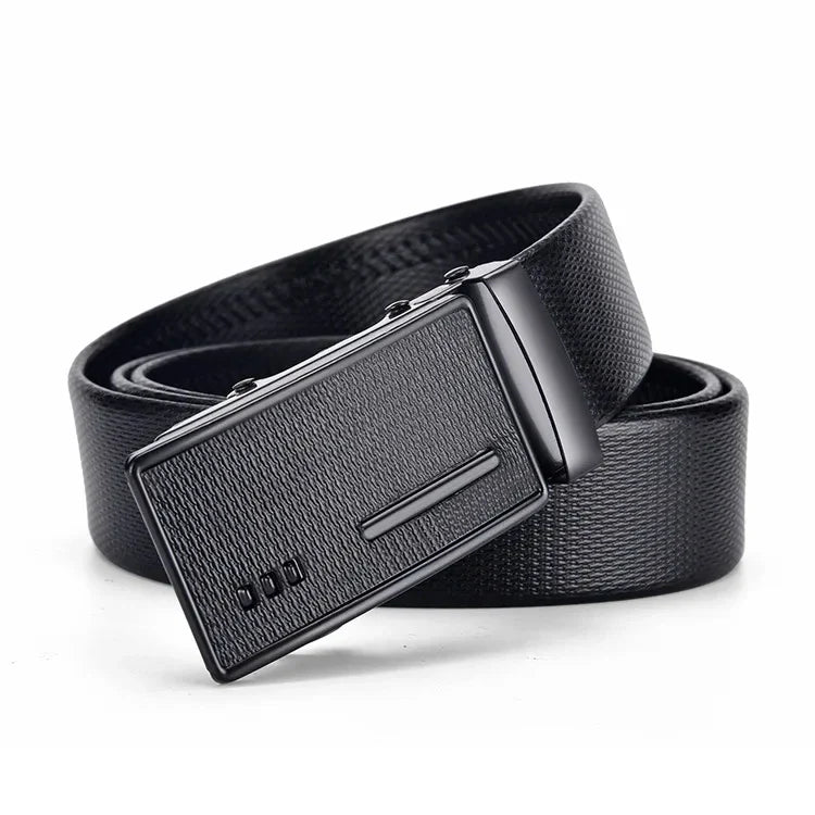 Men's leather belt with automatic buckle, Korean version trendy and casual middle-aged and young business leather pants belt