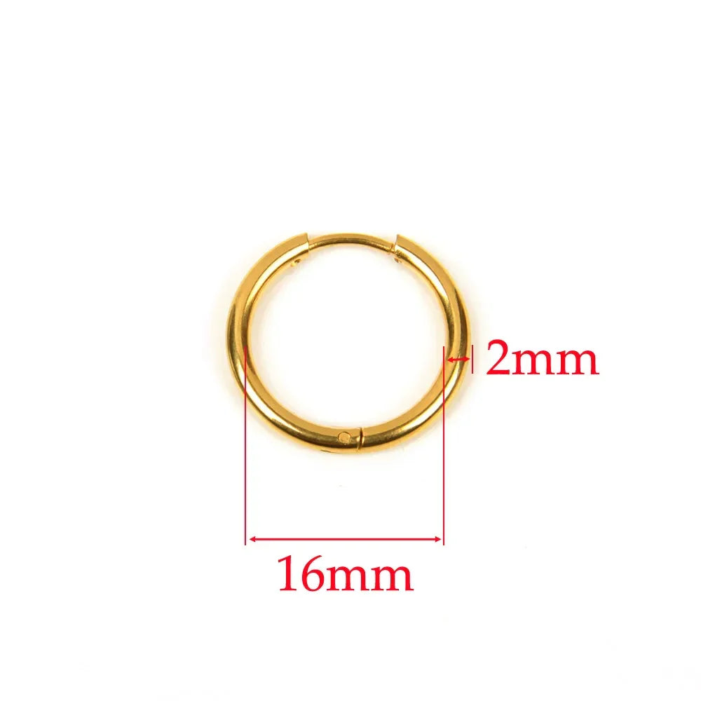 10pcs 316L Stainless Steel Hoop Earrings Women Men Punk Hiphop Circular Ear Buckle Ring Jewelry Gold Color Accessories Wholesale