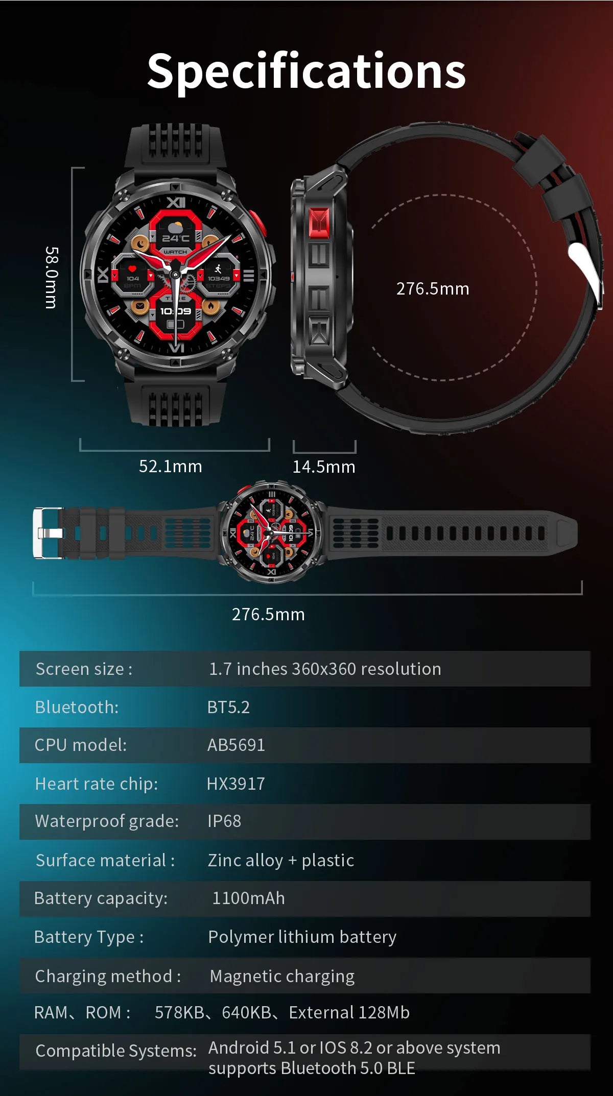 2026 New T-Rex3 Pro GPS Tracker Smartwatch Men 120-Day Standby 1100mAh Clock Rugged Outdoor Sport 10ATM Waterproof Call Watches