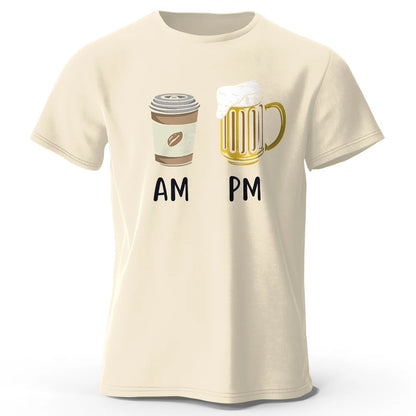 Coffee and Beer Printed Men's T-Shirt 100% Cotton Oversized Funny Graphic Tees for Men Summer Tops
