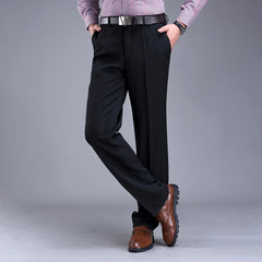 Business Casual Fleece Warm Suit Pants New Straight Formal Male