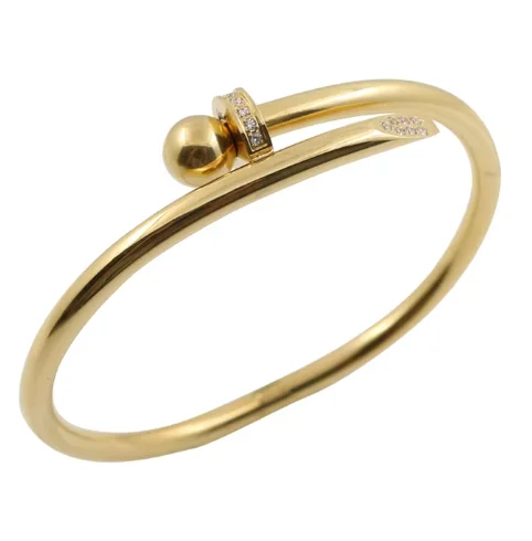 Stainless Steel Inlaid Zircon Bangle Round Bracelets