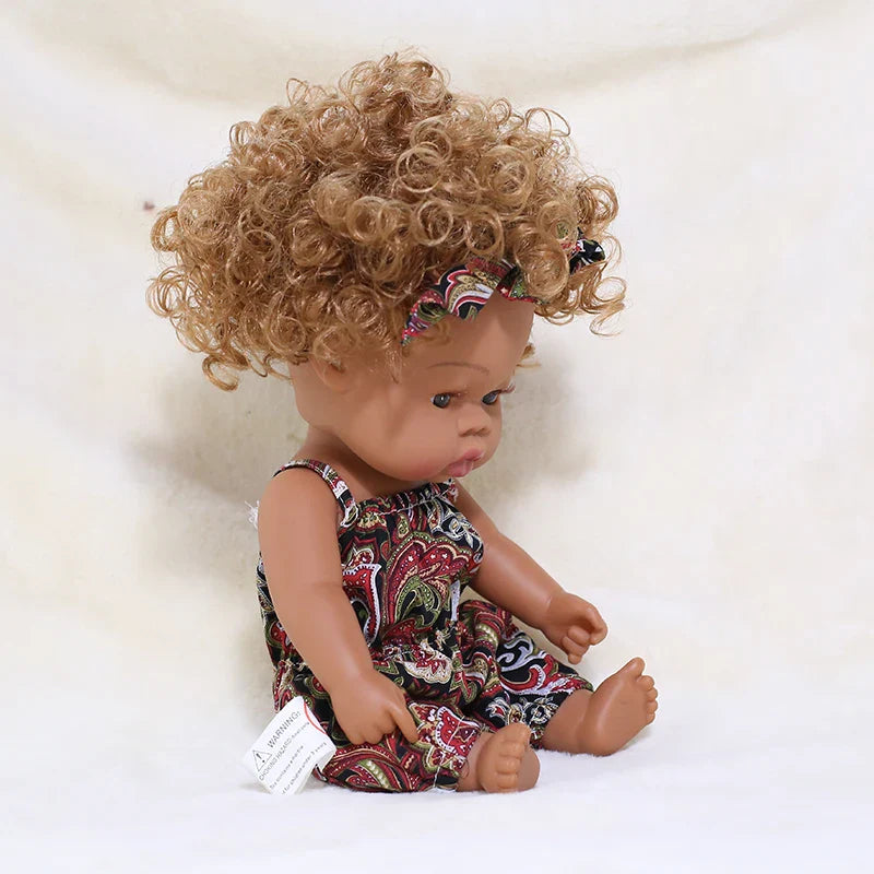 14inch Full Body Vinyl Bebe Reborn Dolls Soft Lifelike Baby Toys American Reborn Black Baby Doll Vinyl Baby Doll Toys Girls Boys