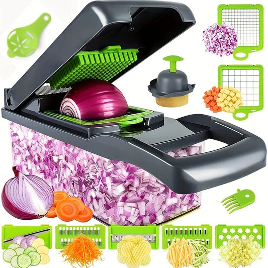 14pcs/Set Vegetable Chopper Multifunctional Fruit Slicer Manual Food Grater Cutter