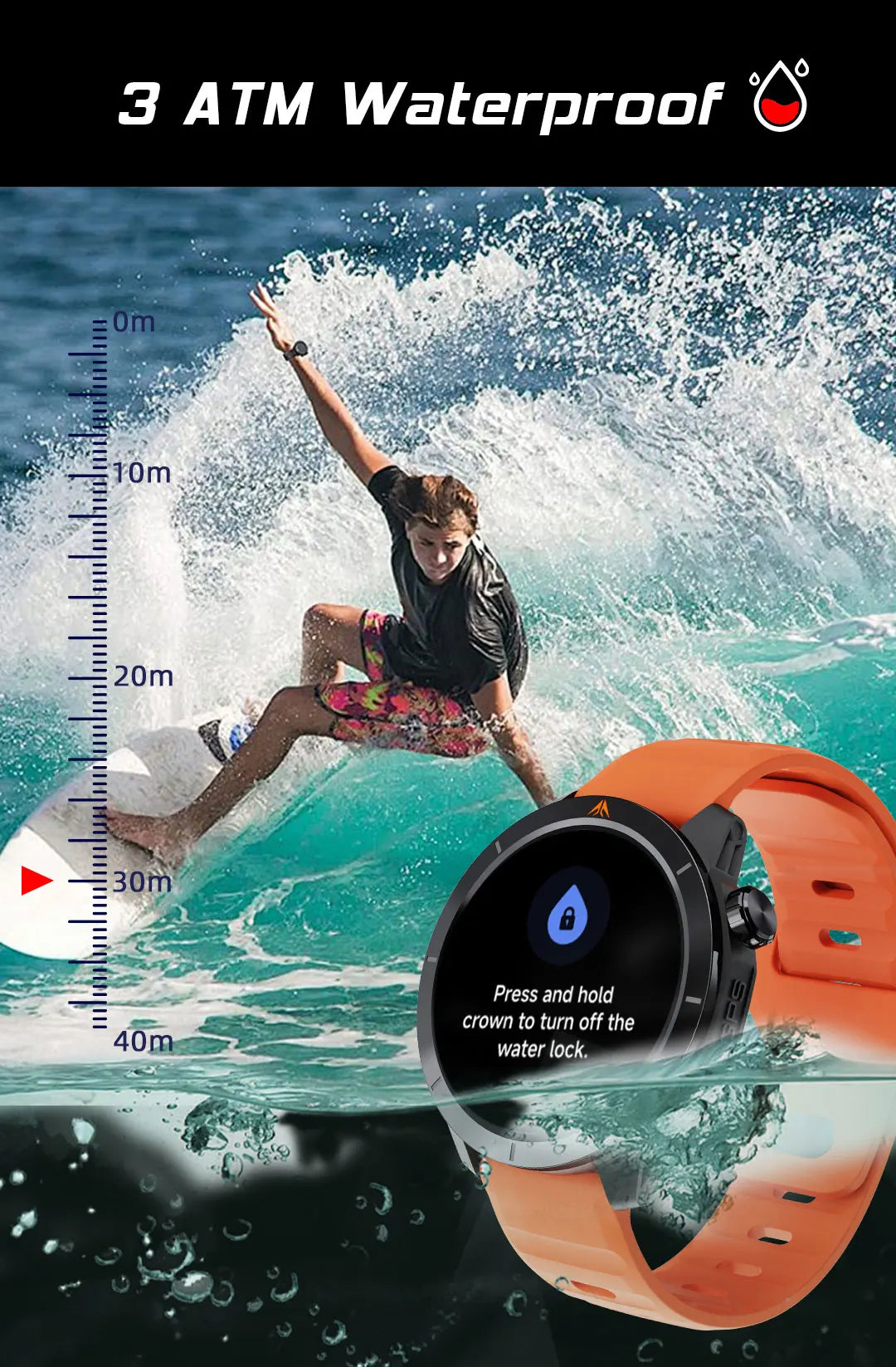 NORTH EDGE X-TREK 2 GPS Sports Smart Watch 1.43'' Amoled Screen 3ATM Waterproof AOD Smart Watch Bluetooth Call Altitude Compass