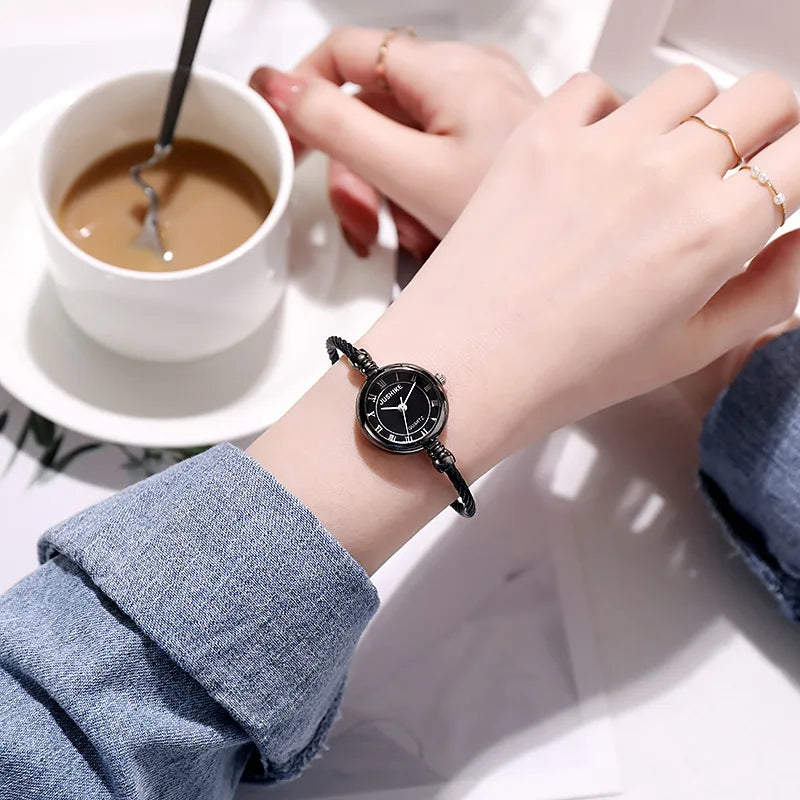 YIKAZE Women Bracelet Watch Retro Gold Bangle Women Watches Stainless Steel Retro Ladies Quartz Wristwatch Clock Dress Watch