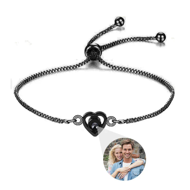 Custom Photo Bracelet Personalized Projection Bracelets with Picture Inside 100 Languages I Love You Stainless Steel Bracelet