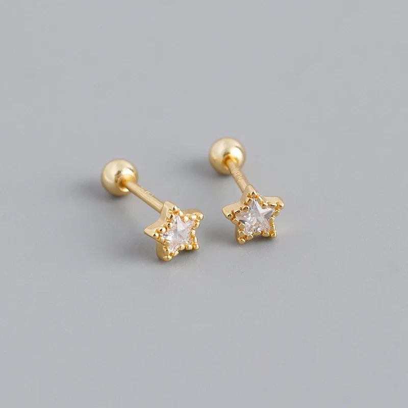 WANTME 925 Sterling Silver Fashion Korean Petal Screw Bead Stud Earrings for Women Charm Ear Bone Piercing Jewelry Accessories