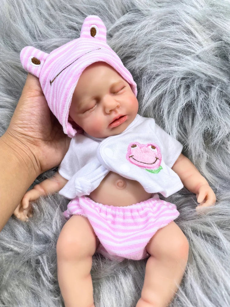 13-Inch Can Open Mouth LouLou Full Solid Silicone Reborn Baby Doll Girl or Boy Washable Stress-relieving Doll Toy Christmas Gift