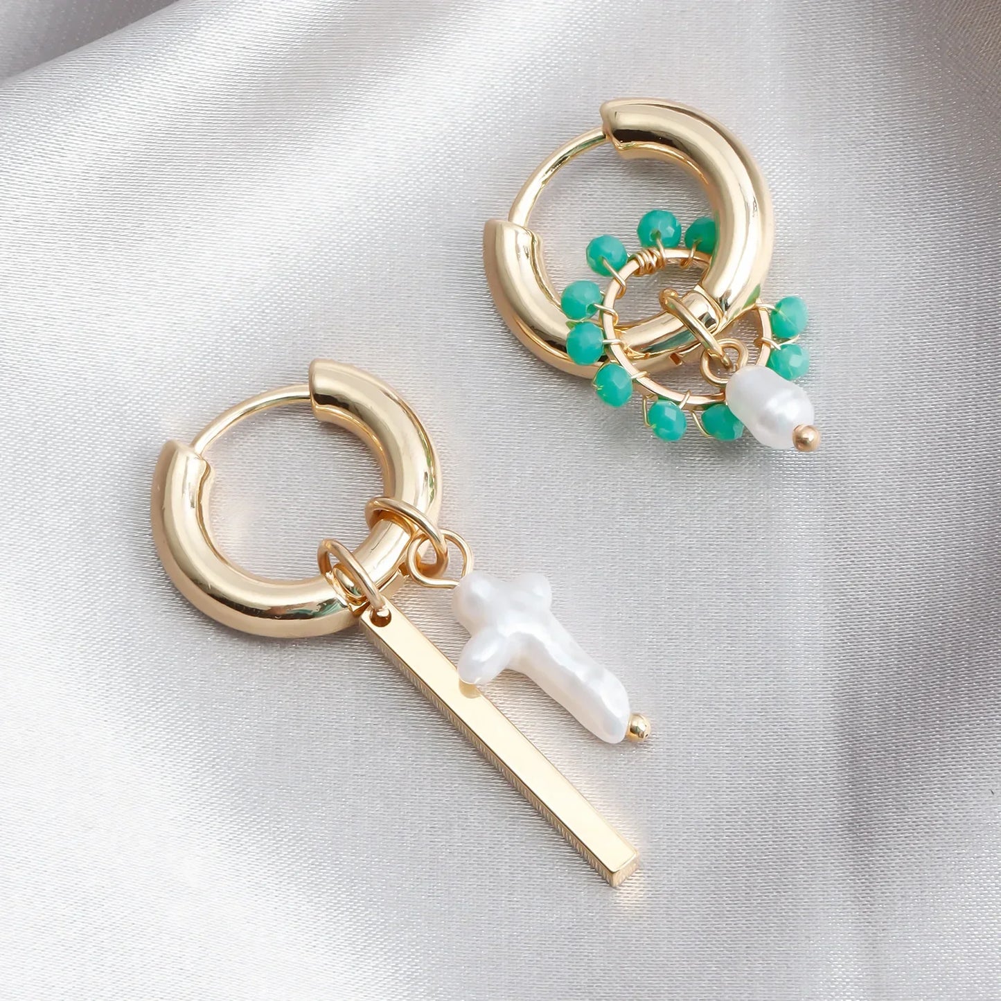 Geometric Crystal Asymmetric Dual-use Ear Buckle Earrings for Women Jewelry