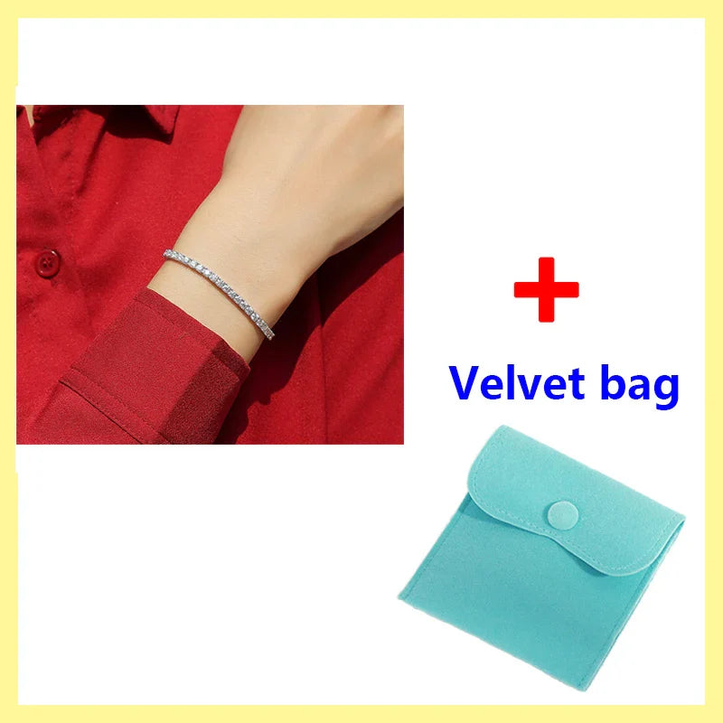 Luxury 2 2.5 3 4 5MM Full Moissanite Tennis Chain Couple Bracelets Plated Gold 925 Sterling Silver Jewelry Gift GRA Certified