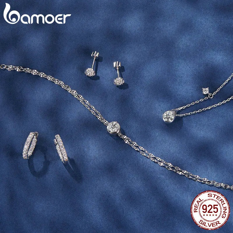 BAMOER Gold Moissanite Hoop Earrings for Women, 925 Sterling Silver D Color Round Cut Lab Diamond Hypoallergenic Earrings