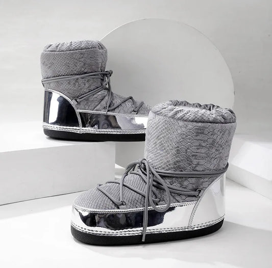 Winter Ski Boots Snow Boots Women Lace-up Ankle Snow Boots Female Platform