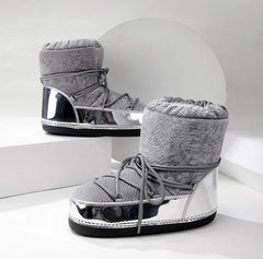 2023 Winter Ski Boots Snow Boots Women Lace-up Ankle Snow Boots Female Platform Non-slip Thick Warm Plush Cotton Boots Men Boots