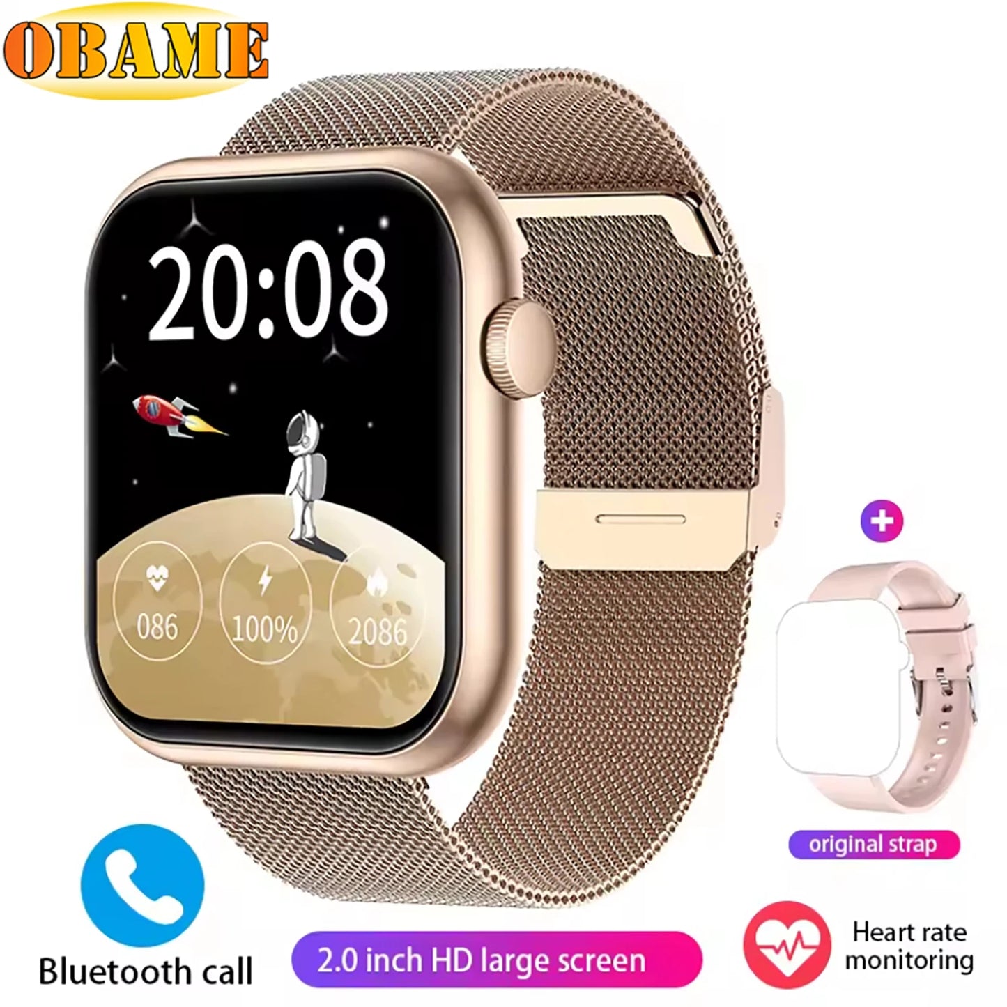 New QX7 Smart Watch Men 2.01-inch SmartWatch Bluetooth Call GPS AI Voice Heart rate Blood oxygen Android &IOS Sports Smartwatch