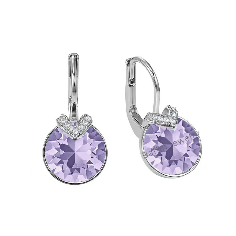 Mini Bella V Drop Earring for Women Friends Birthday Crystals from Austria Round Cut Dangle Silver Gold Color Pierced Jewelry