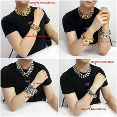 32mm wide and thick Cuban chain, stainless steel bracelet necklace