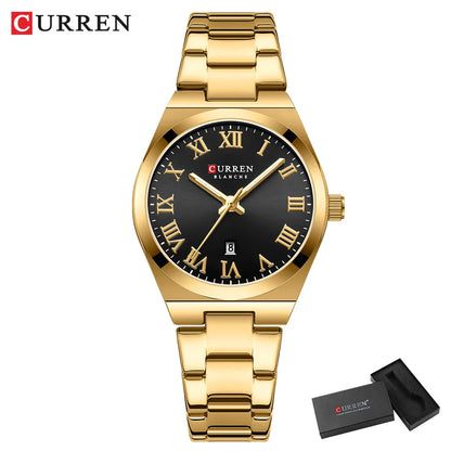 CURREN Women Watches Fashion Gold Stainless Stain Steel Ladies Watch Waterproof Quarzt Wristwatch Romatic Girlfriend Gift