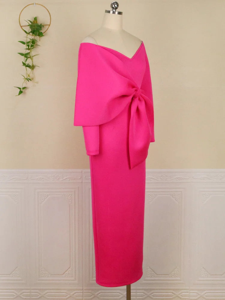 Evening wear Dresses: Women Long Party Dresses Bare Shoulder Big Bow