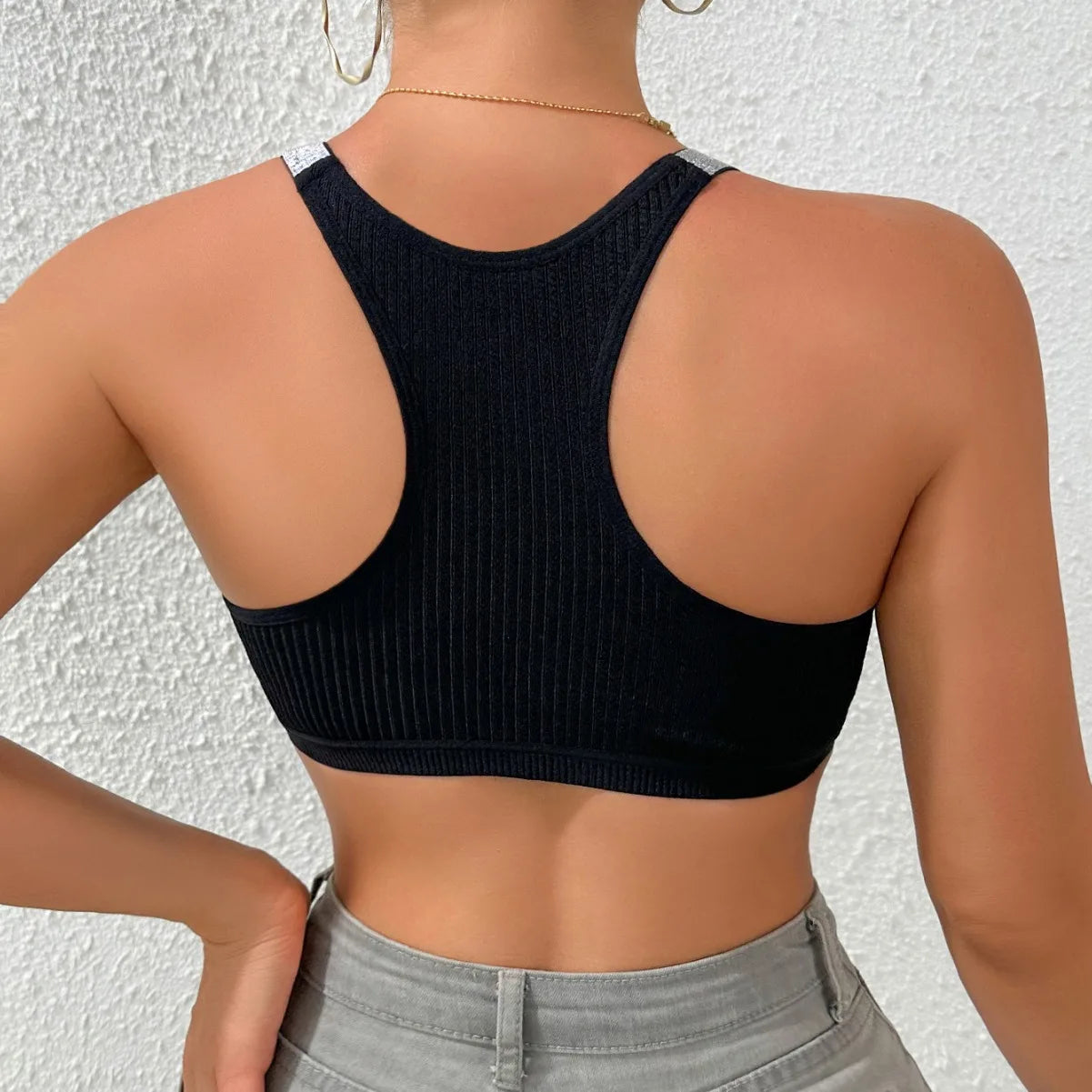 Women Underwear Yoga Crop Sexy Sports Bras Fitness  Tank Top Ribbed Backless