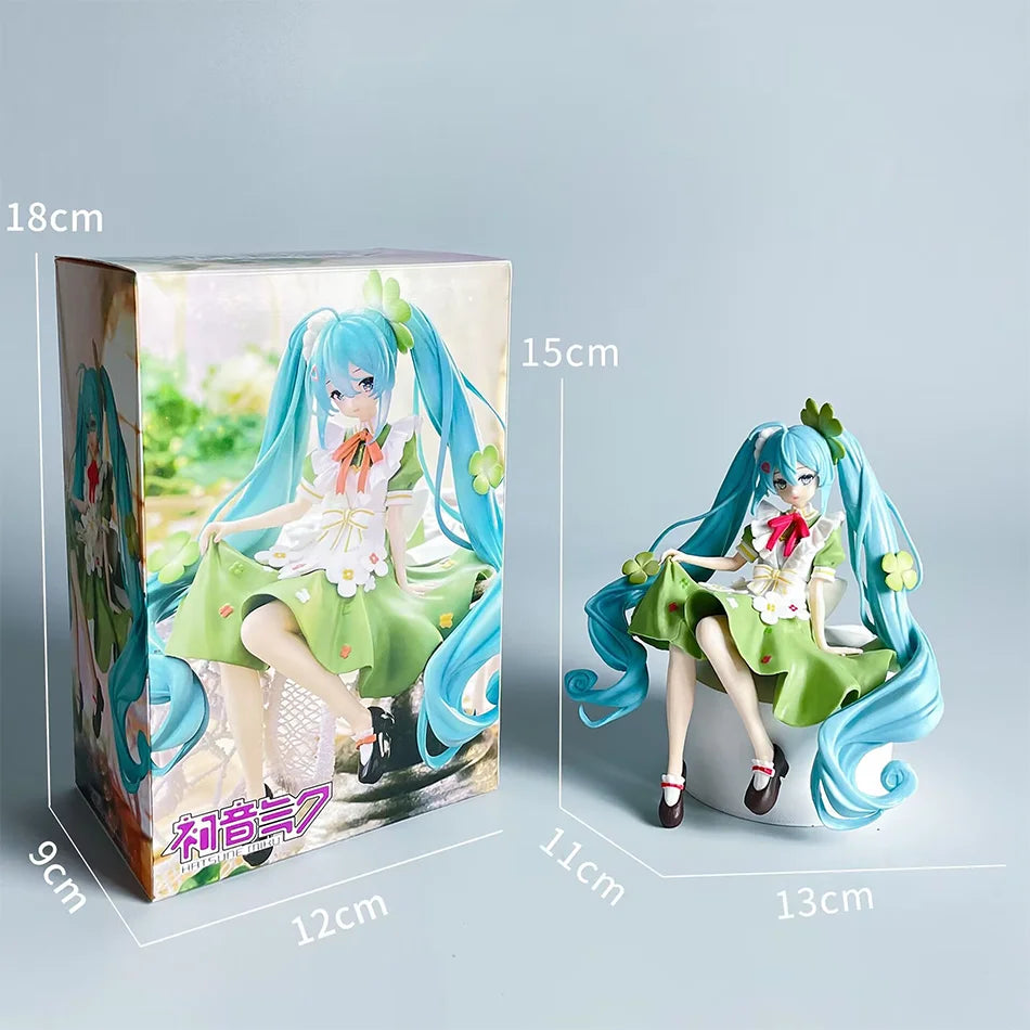 For beautiful girls, Cute Hatsune Miku figures, four-leaf clover flower fairy maiden models, decorative ornaments，birthday gift