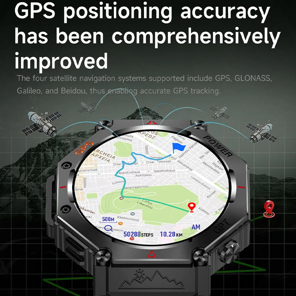 2025 For HUAIWE Military Outdoor GPS Sports Smart Watch Men 1.39" 5ATM Waterproof 530mAh ChatGPT AI Assistant Compass Smartwatch