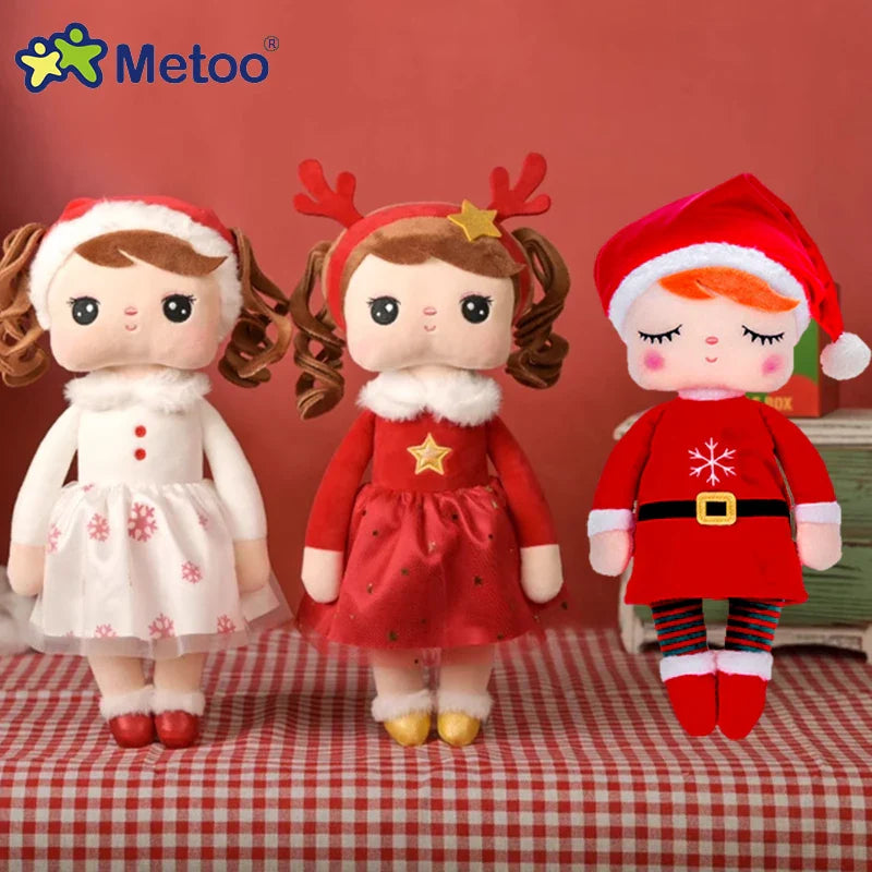 Metoo Angela Christmas Doll Soft Stuffed Winter Snow Elk Fashion Doll Collection Plush Toys Dolls for Girls Boys Xmas Gift