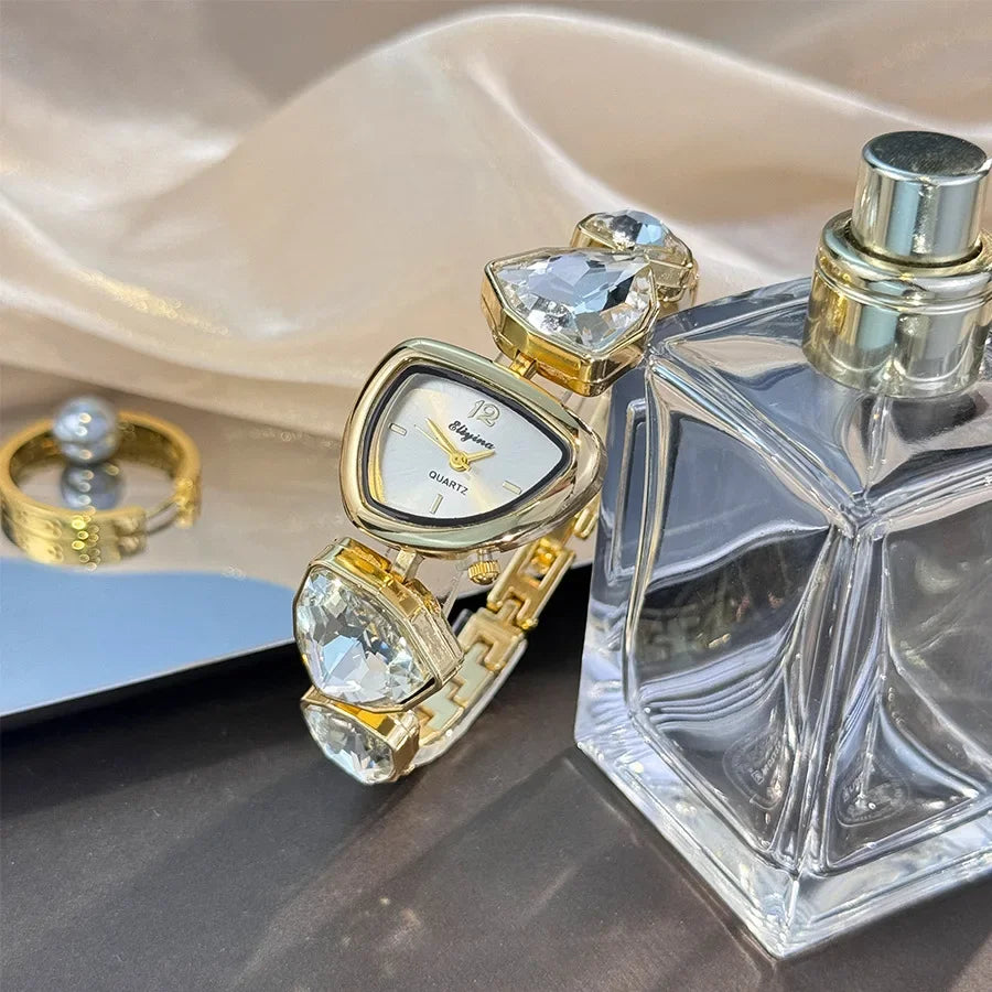 New color scheme irregular design big diamond watch light luxury niche watch color fashion high sense foreign trade wholesale