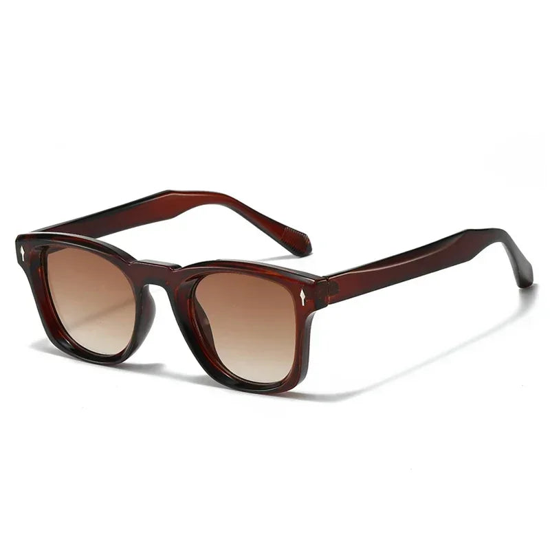 JNPCXI Retro Rivets Square Sunglasses Women Fashion Gradient Shades UV400 Men Green Black Sun Glasses