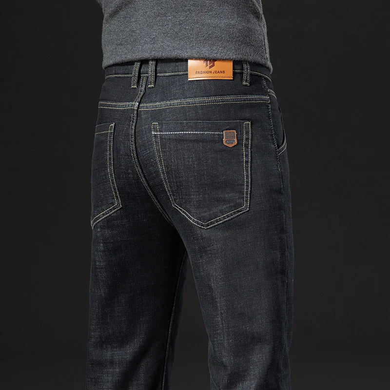 Big size 28-40 Winter Thermal Warm Flannel Stretch Jeans Mens Brand Fleece Pants