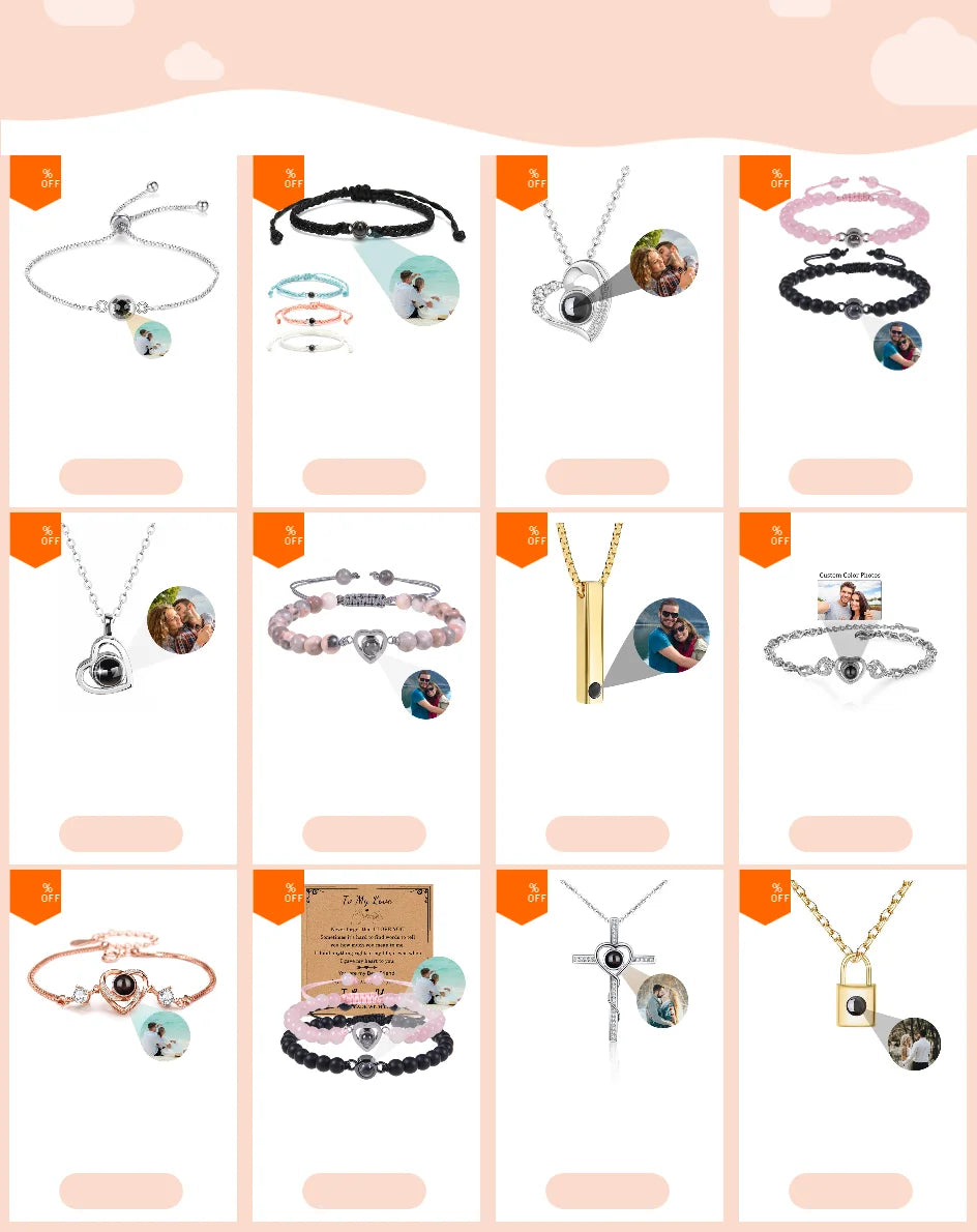 Custom Photo Bracelet Personalized Projection Bracelets with Picture Inside 100 Languages I Love You Stainless Steel Bracelet