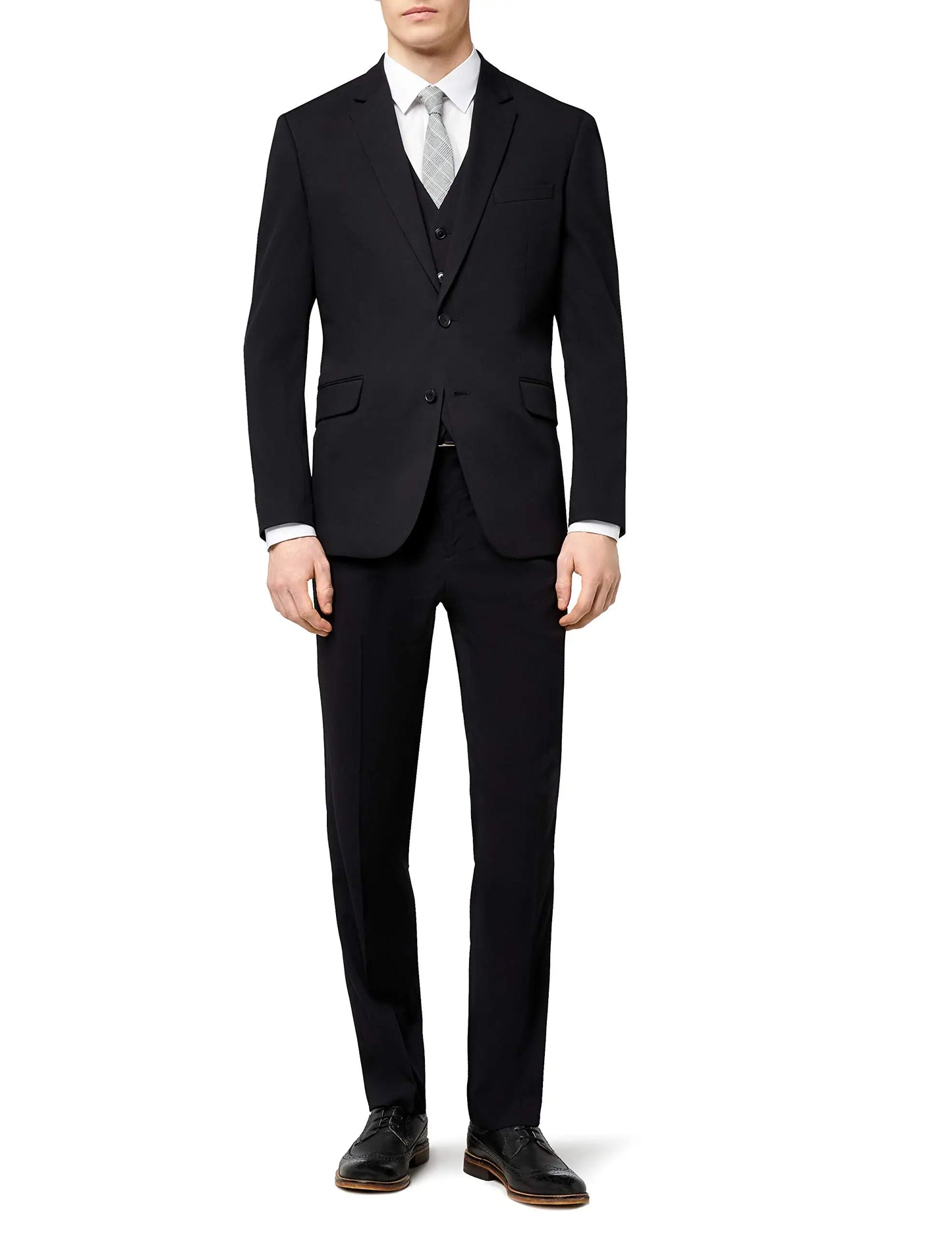 Tuxedo for Mens: 3Pcs Male Slim Fit Black Blazer Set Formal Business Notch Lapel