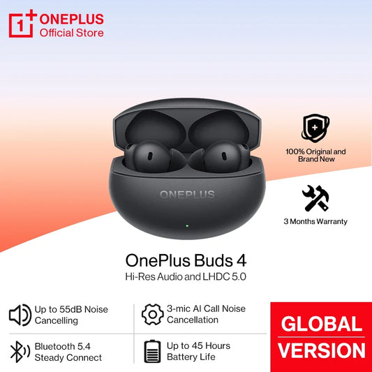 OnePlus Buds 4 Earphones Global Version 55dB ANC AI Call Noise Cancelling Portable Earbuds LHDC 5.0 Wireless Bluetooth 5.4