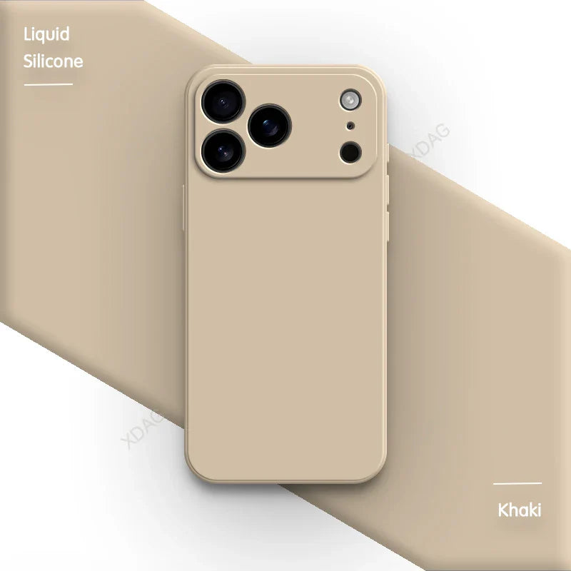Liquid Silicone Original Phone Case for iPhone 17 Pro Max Air 17Pro 17Max 5G Straight Edge Lens Protection Soft Basic Back Cover