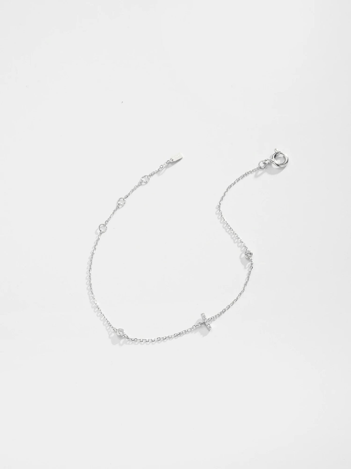 VEWANT 925 Sterling Silver Monogram Letter A - Z Initial Charm Chain Bracelet Luxury Wedding CrystalFine Jewelry