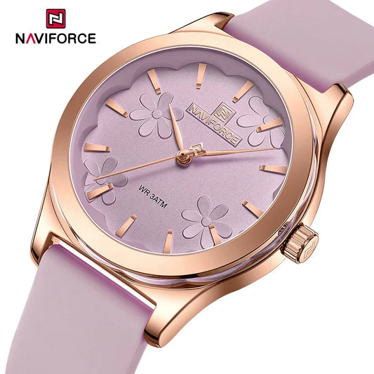 NAVIFORCE Watches for Women Creative Fashion Flower Dial Wristwatch Ladies Quartz Waterproof Shockproof Female Clock Gifts 2024