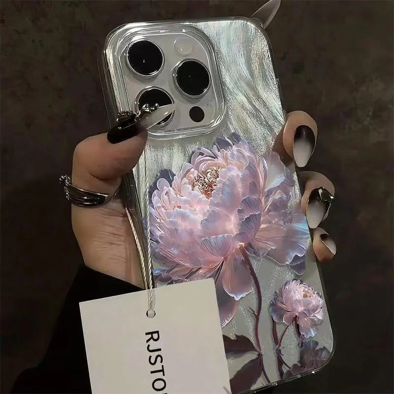 Pink Peony Lotus Phone Case for Xiaomi Redmi Note 14 13 12 12S 11 10C 13C 14C 10 S Pro Plus 4G 5G Feather Chiffon Texture Cover