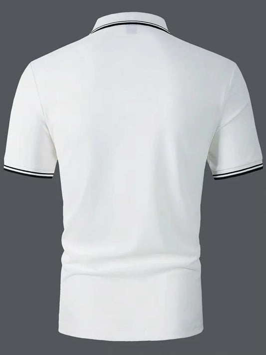 New Polyester Men's Polos Solid Color Classic Polo Shirt Men Short Sleeve Top Quality Casual Business Social Polo Shirt Men