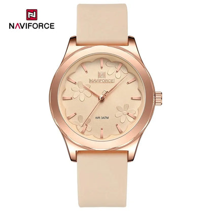 NAVIFORCE Watches for Women Creative Fashion Flower Dial Wristwatch Ladies Quartz Waterproof Shockproof Female Clock Gifts 2024