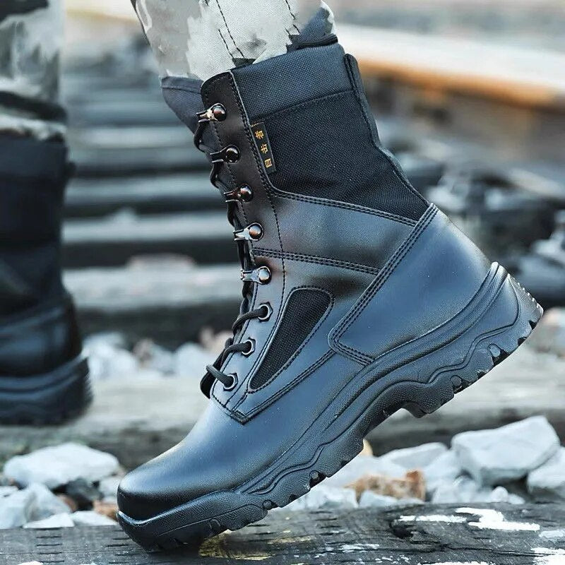 Men Black Boots Military Army Combat Tactical Special Force Boot Outdoor Hiking Boots